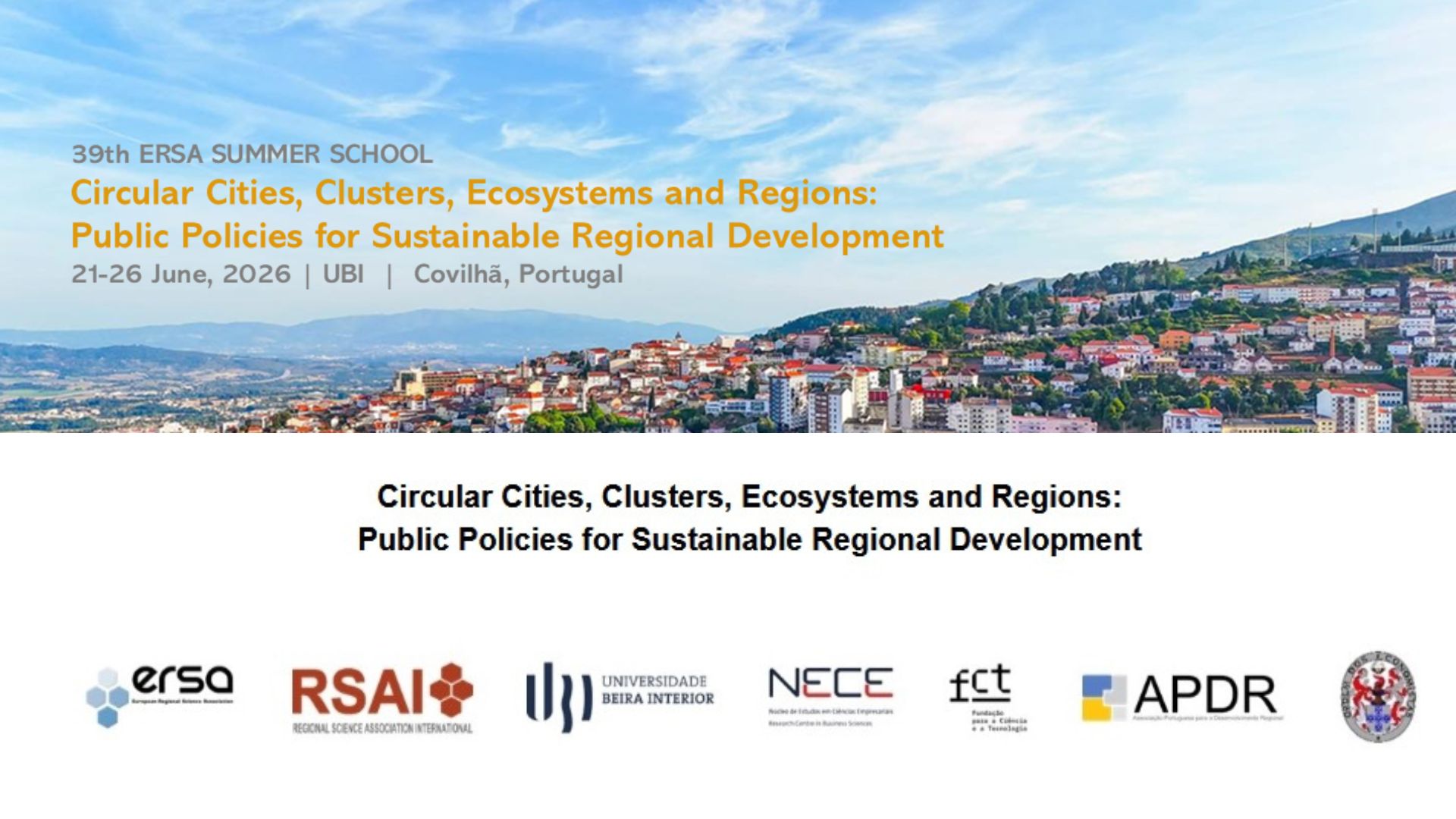 UBI - ERSA Summer School 2026
